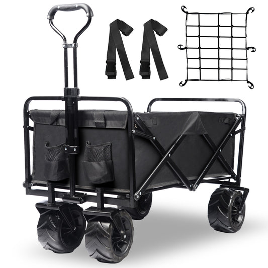 Napfox Outdoor Collapsible Utility Camping Garden Beach Cart With Universal Wheels Adjustable Handle